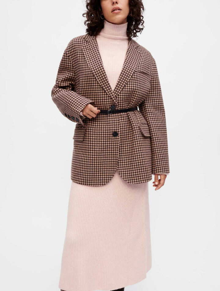 Oversized houndstooth coat