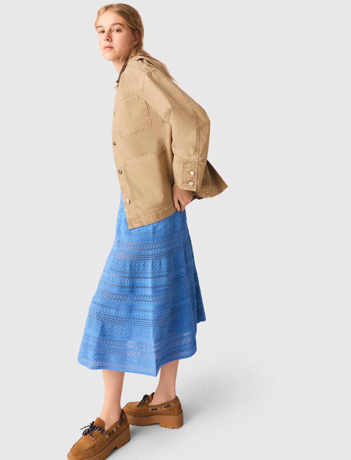 Denim jacket with pleated back Natural for Women | Maje