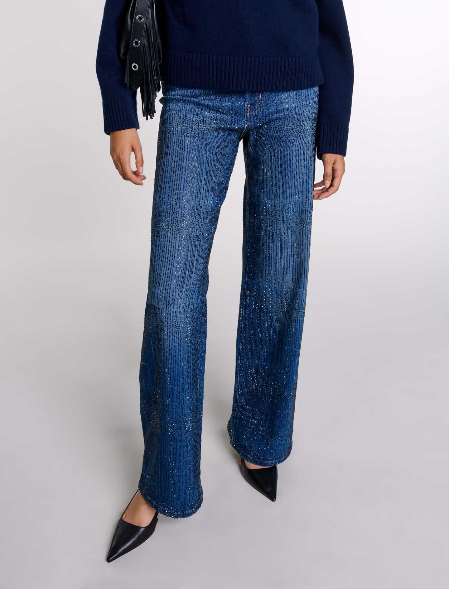 Rhinestone jeans - High waist jeans | Maje Rhinestone jeans - High waist jeans | Maje
