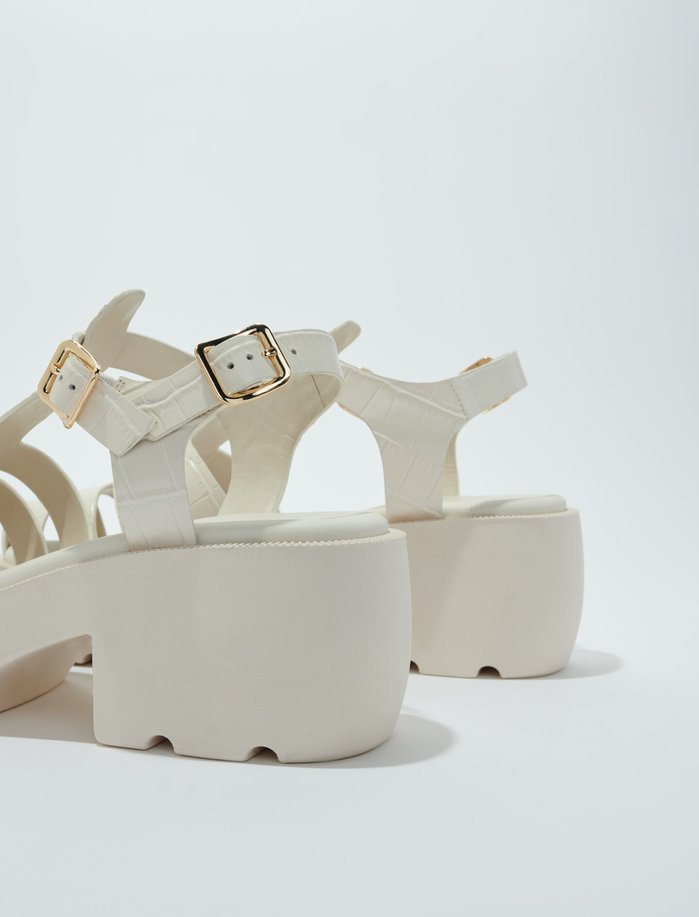 Leather sandals with tread White for Women | Maje