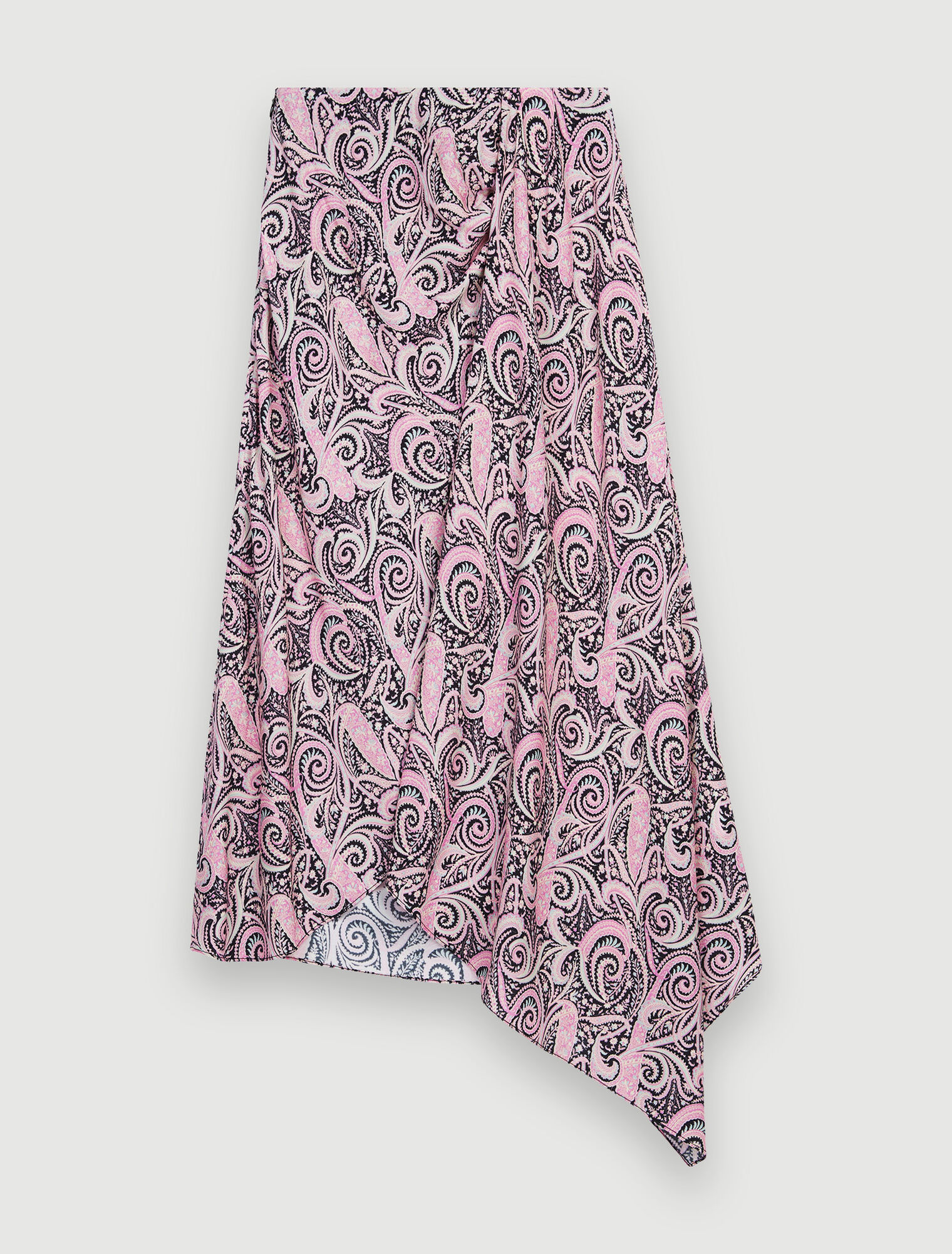 Printed viscose asymmetric skirt