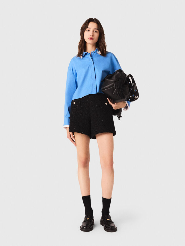 Rhinestone tweed shorts