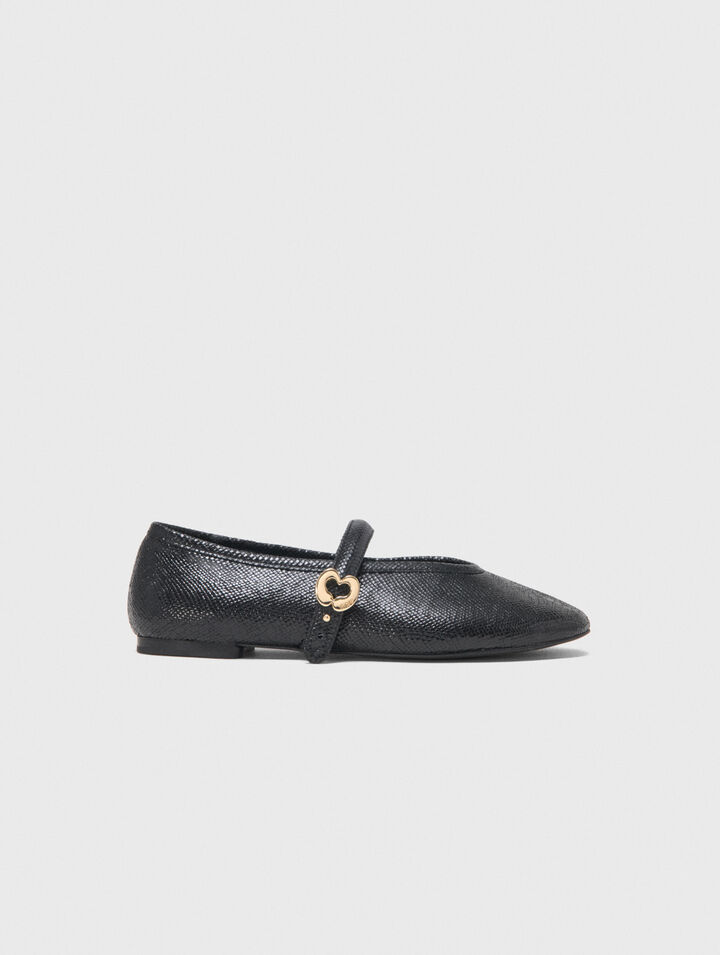 Embossed leather ballet flats