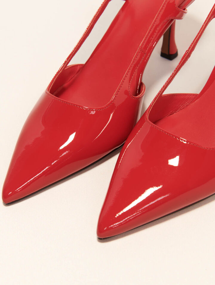 Patent leather slingback pumps