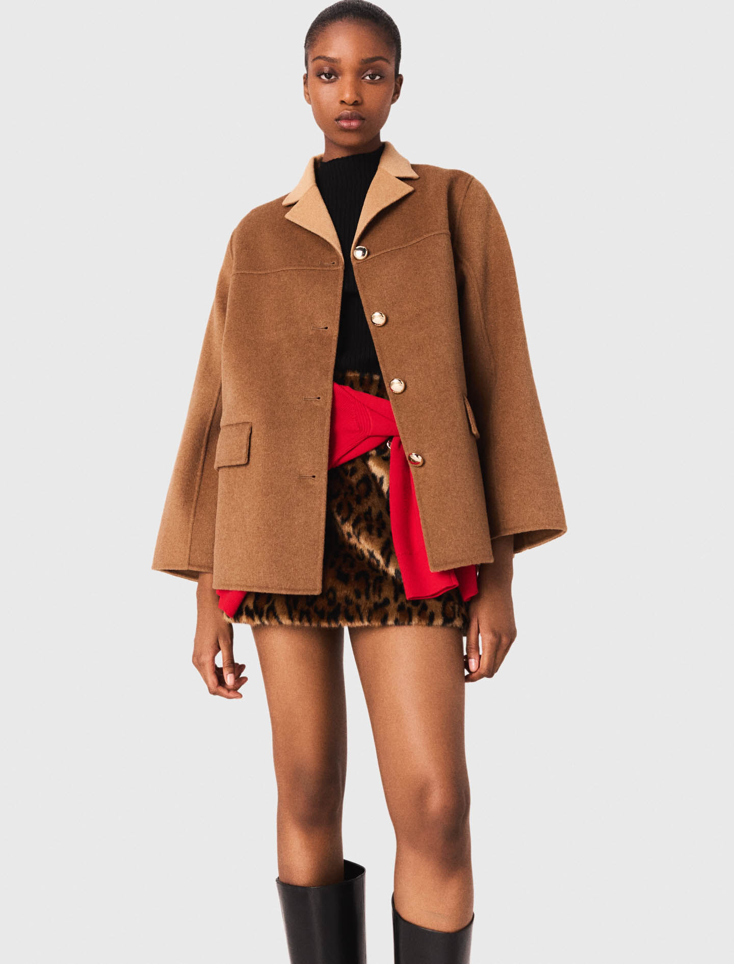 maron Double-faced mid-length coat Brown for Women | Maje