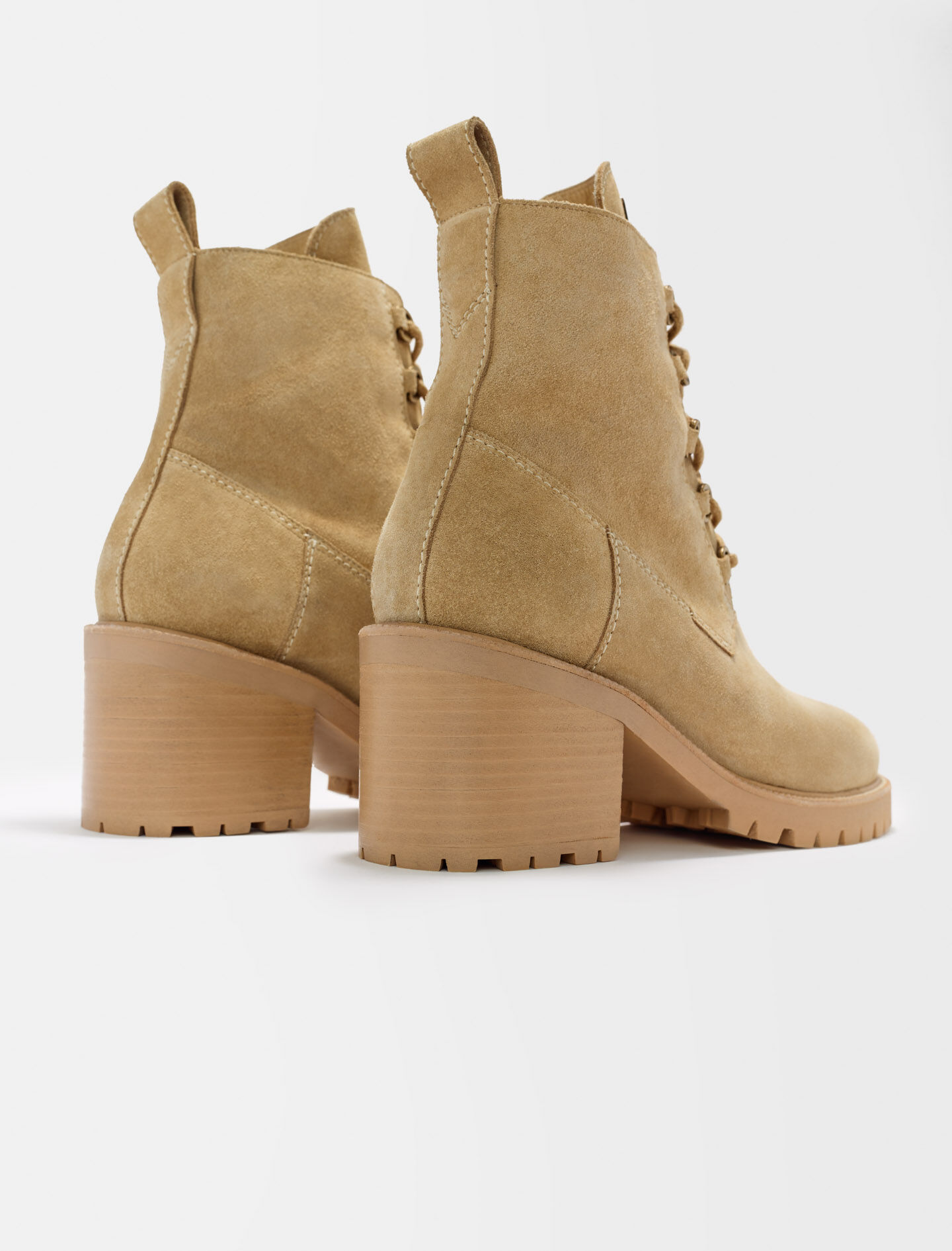 Suede leather ankle boots Ecru for Women | Maje