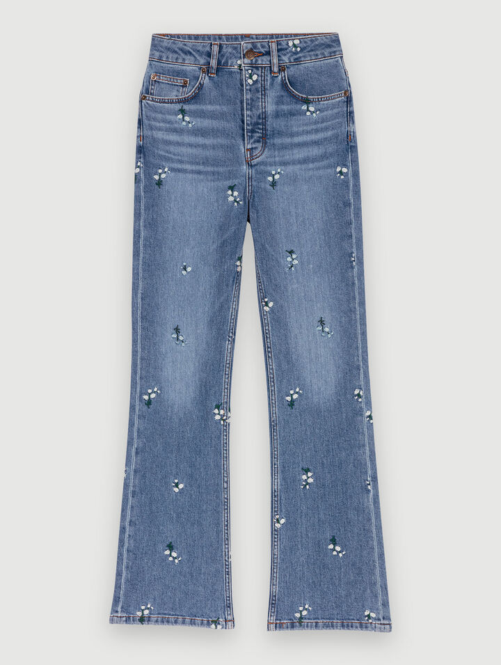 Jeans with floral embroidery