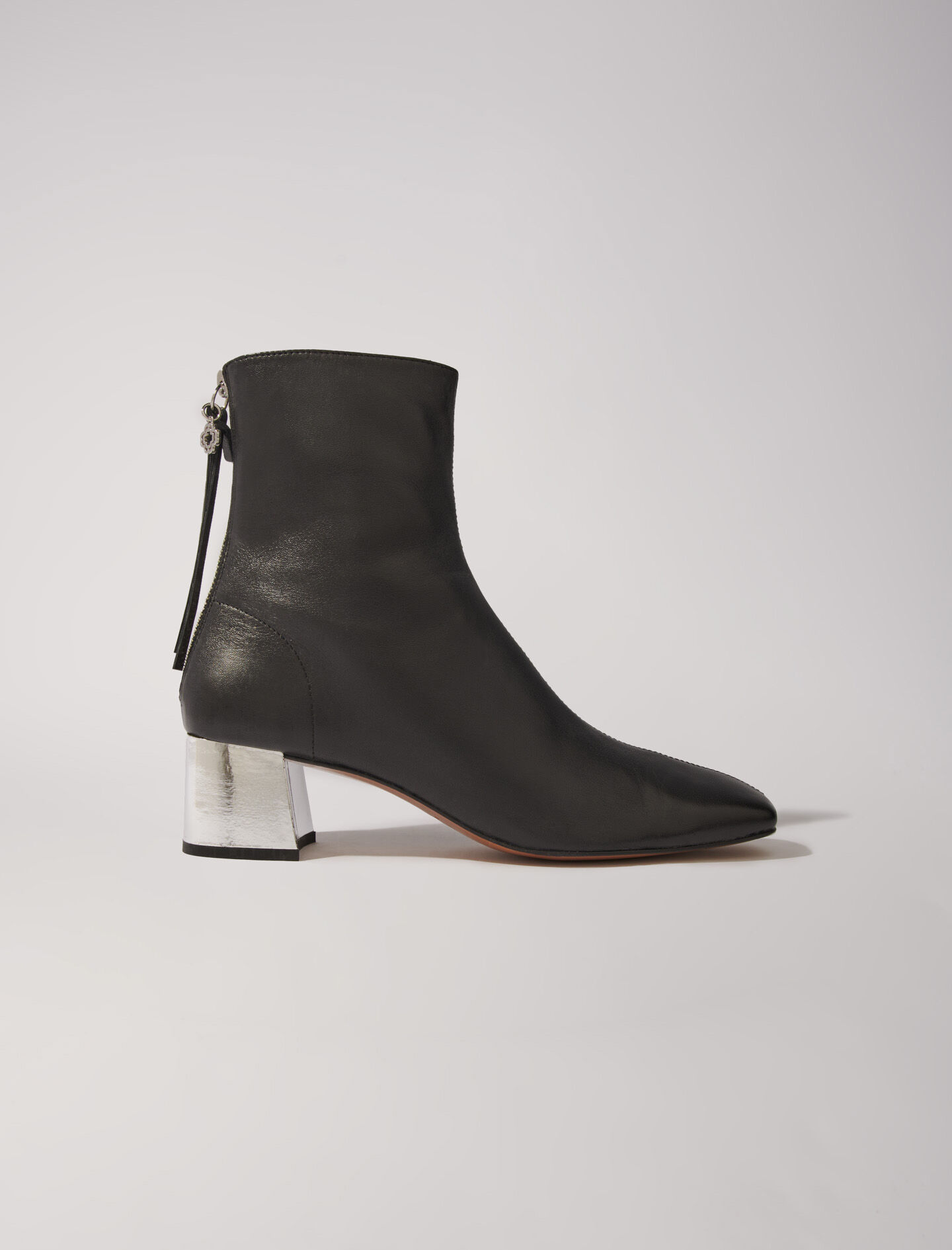 Square toed leather boots Booties Boots Maje