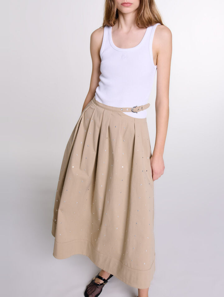 Long studded cotton skirt