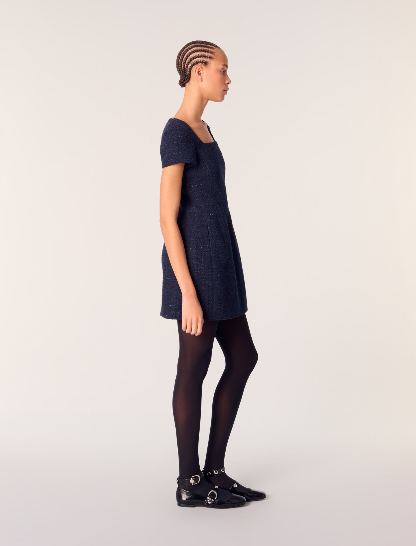 Short tweed dress Blue for Women | Maje