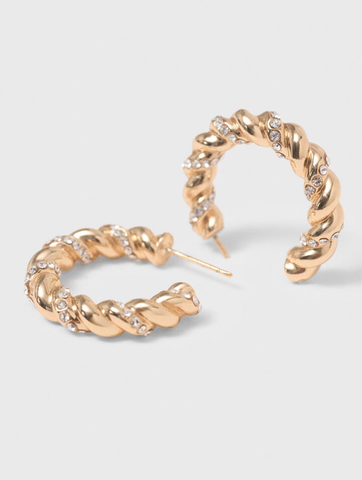 Twisted rhinestone hoop earrings