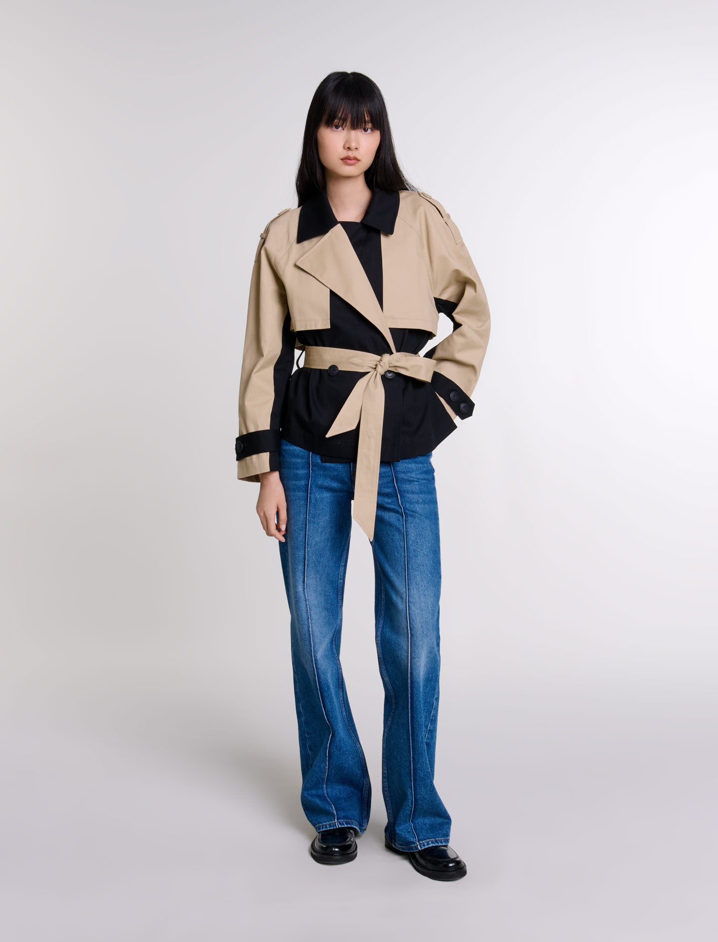 Short two tone trench coat Short coats Maje