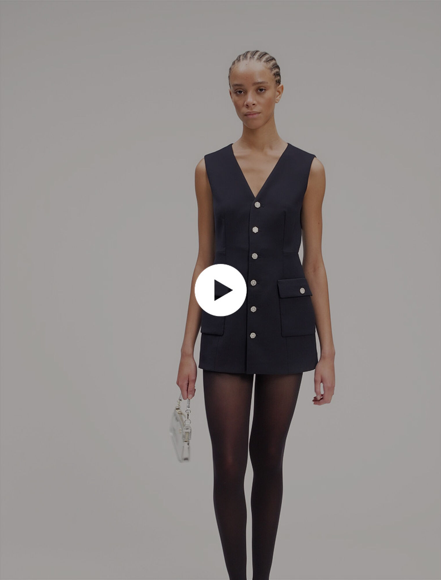 Layered-effect wool-blend dress