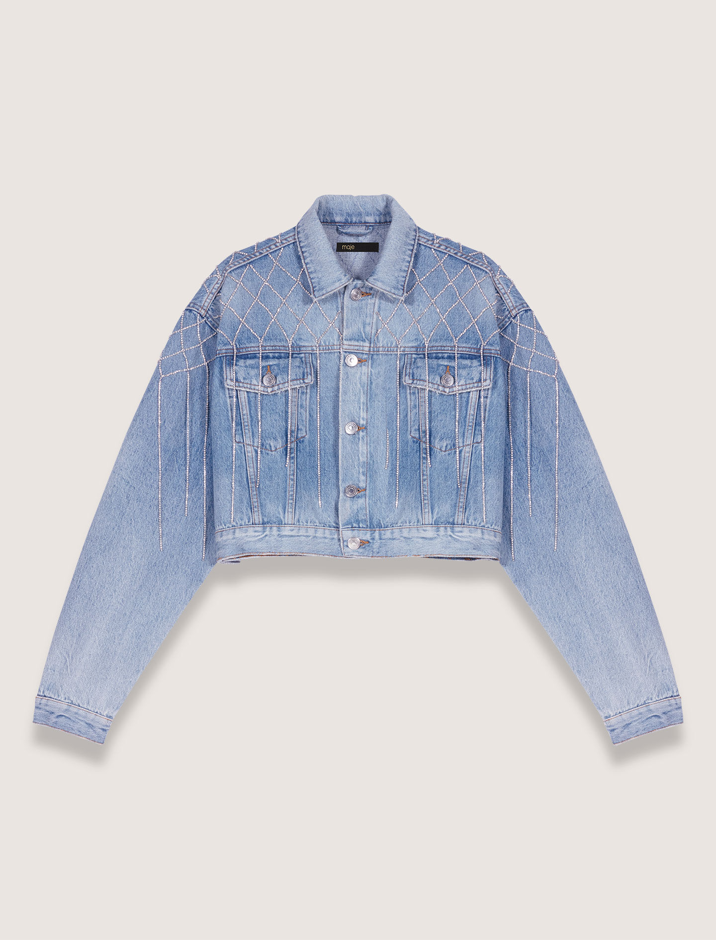 Denim jacket with rhinestones - Blazers & Jackets | Maje Denim jacket with rhinestones - Blazers & Jackets | Maje