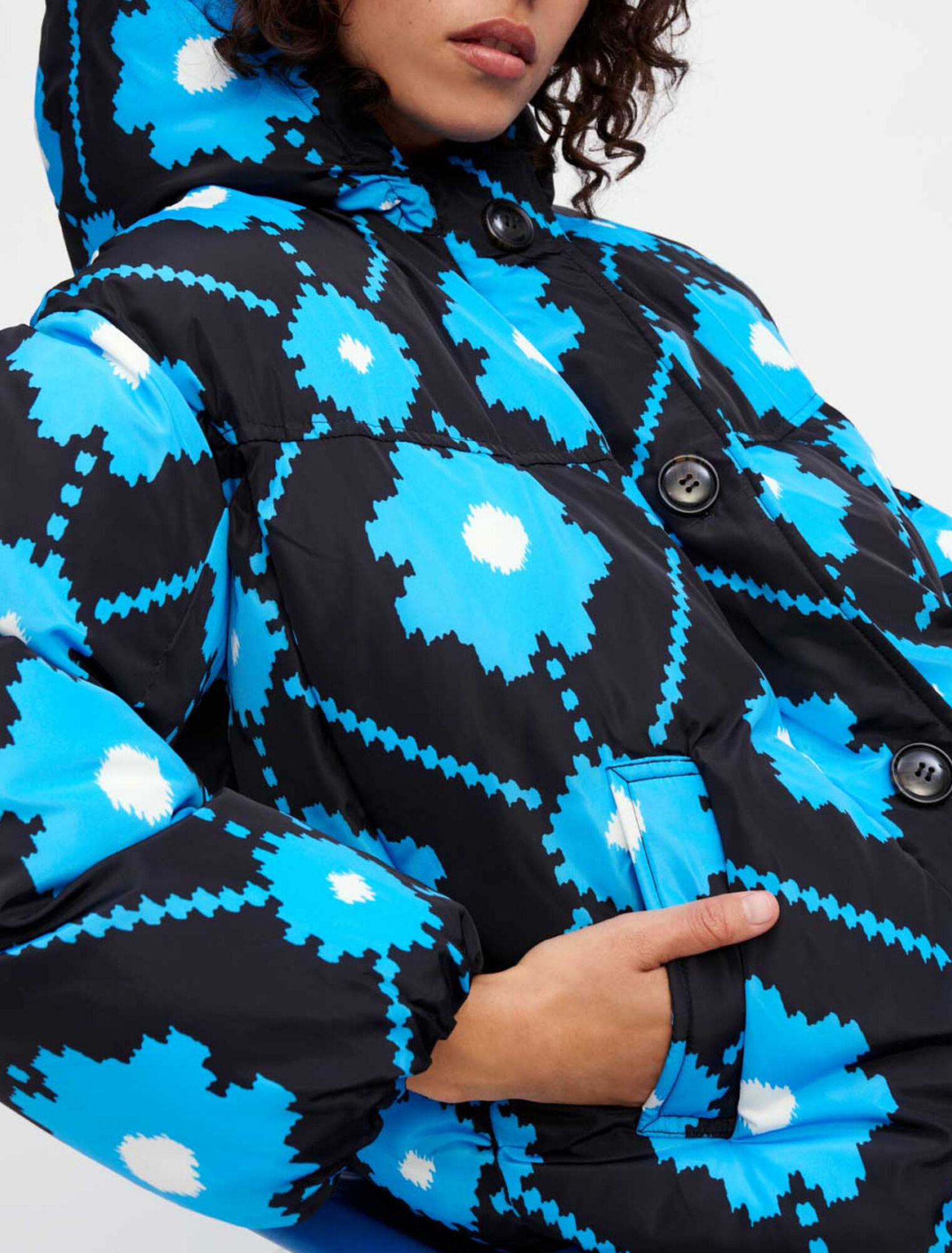 Flower print down jacket
