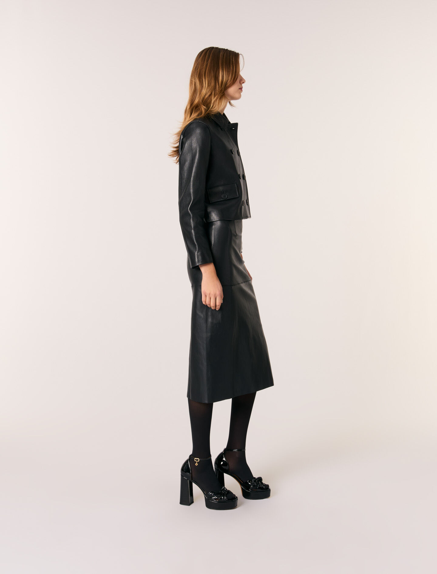 Cropped leather jacket Black / Gray for Women | Maje