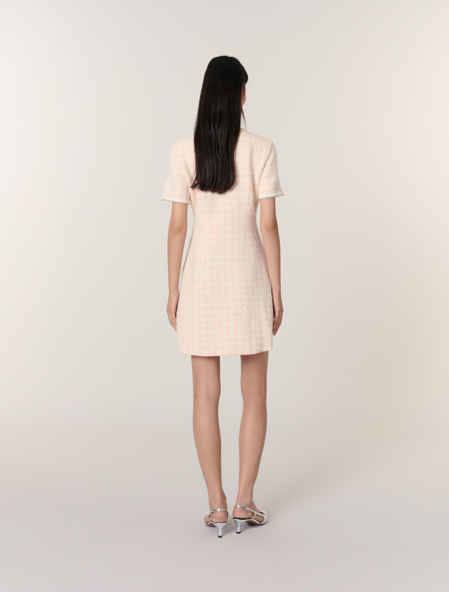 Tweed-effect knit short dress