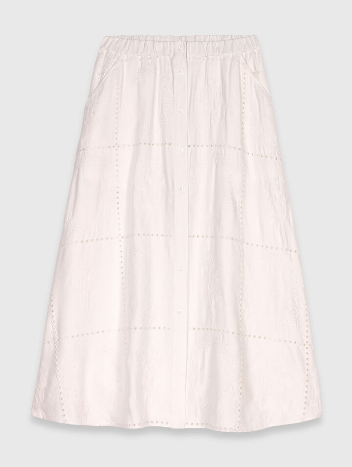 Embroidered midi skirt