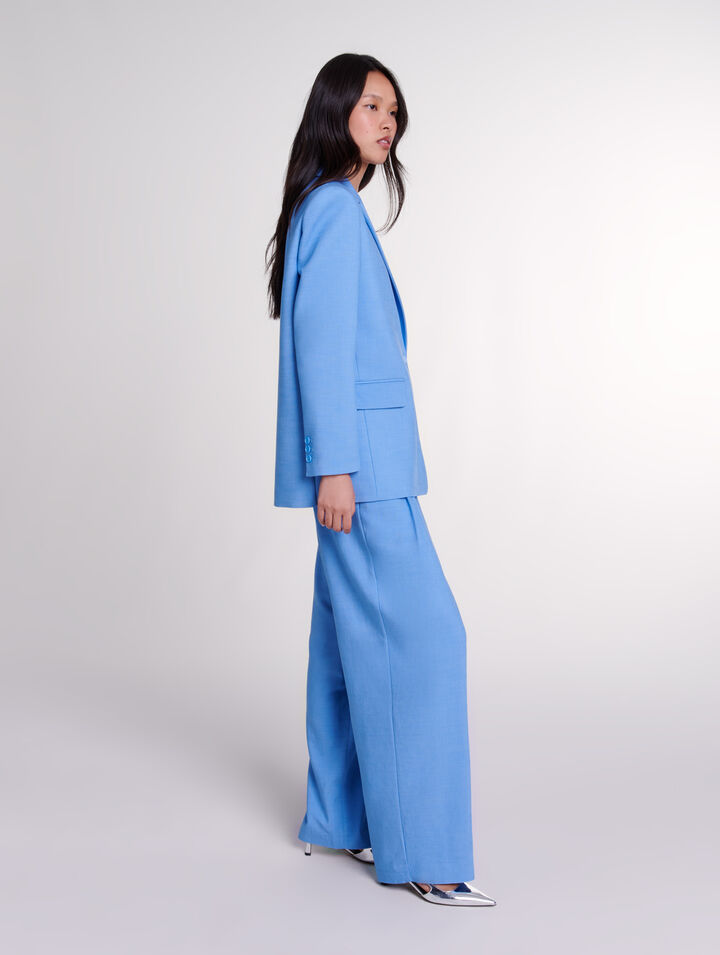 Wide-leg suit trousers with pleats 