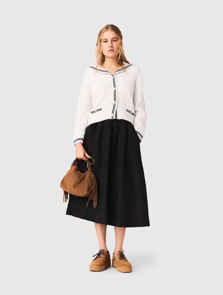 Long skirt with contrast waistband