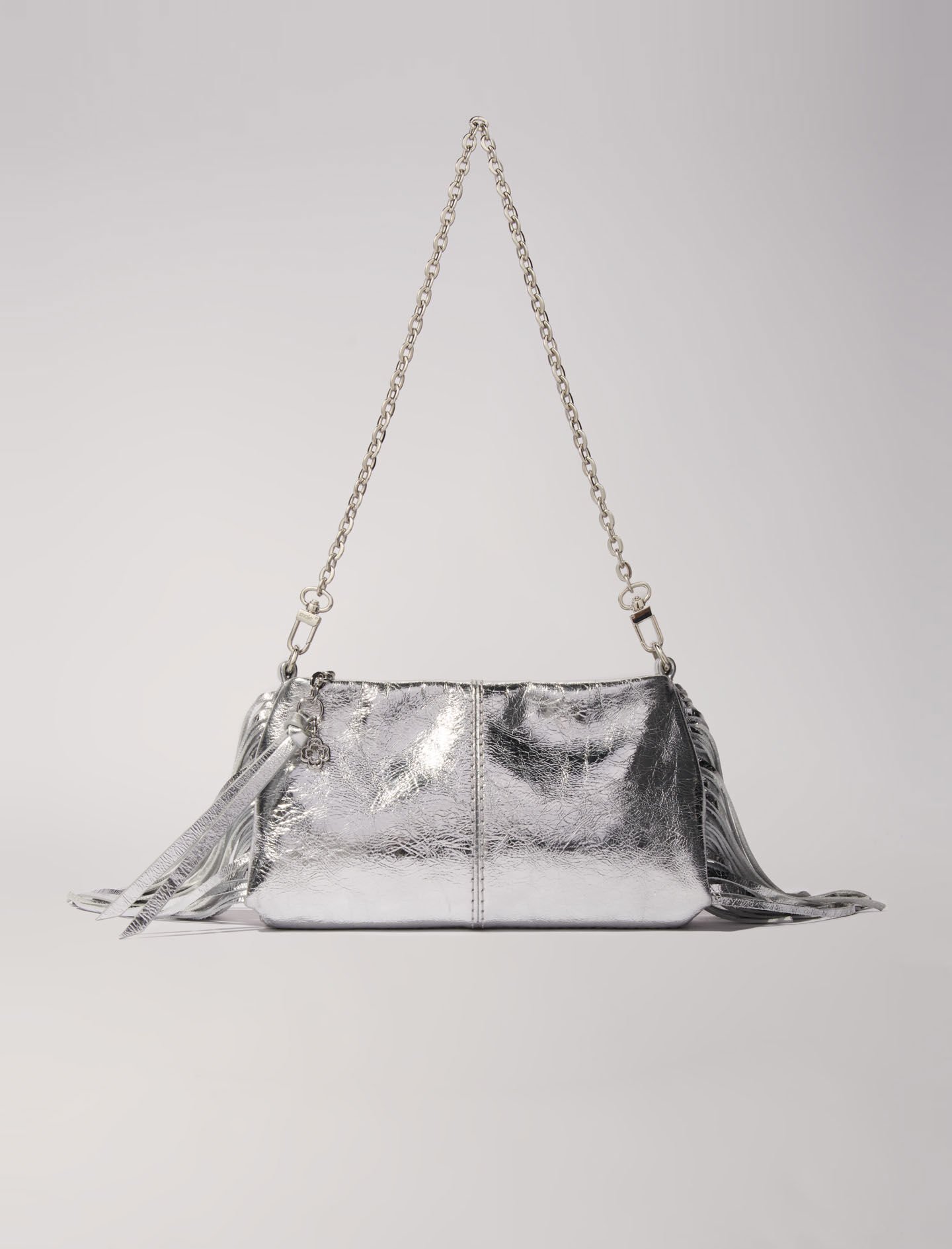 Silver leather clutch purse sales