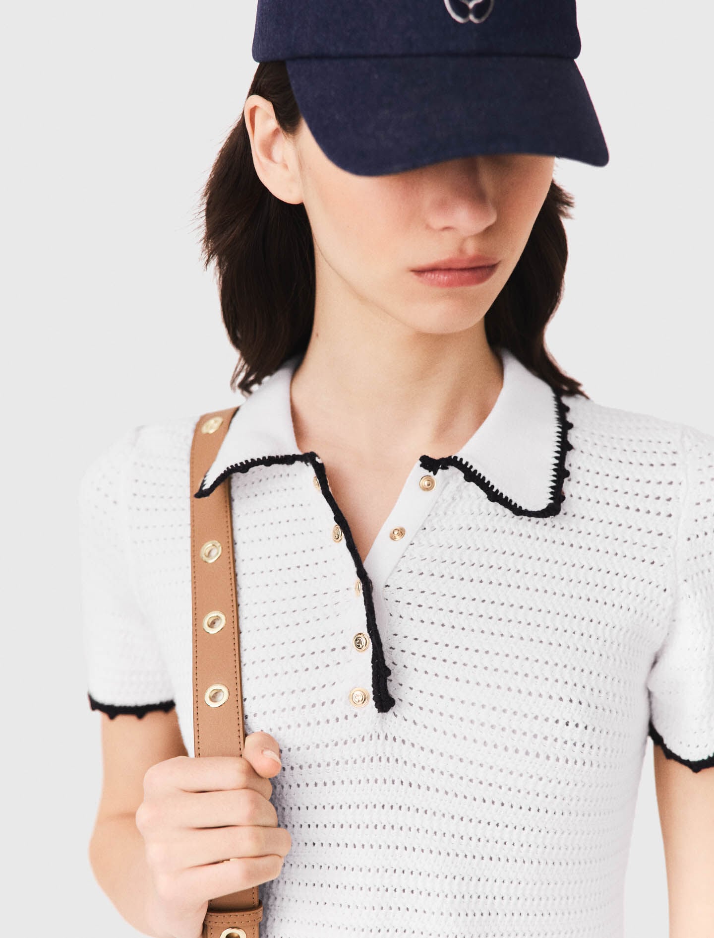 Knit polo dress with crochet 6