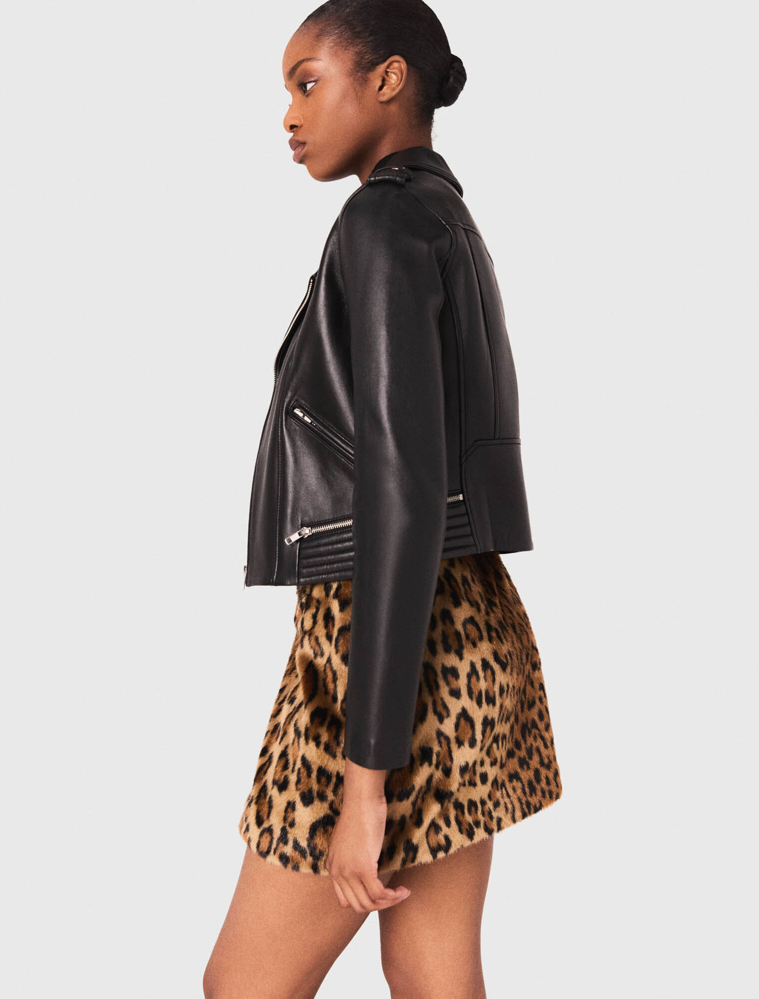Leather biker-style jacket