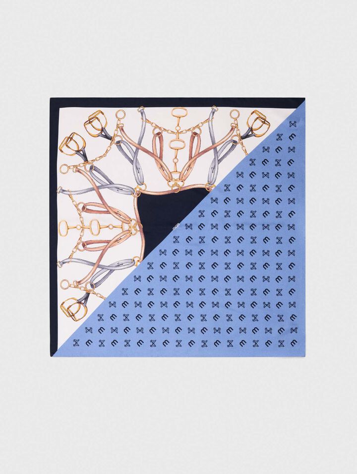 Equestrian motif silk scarf