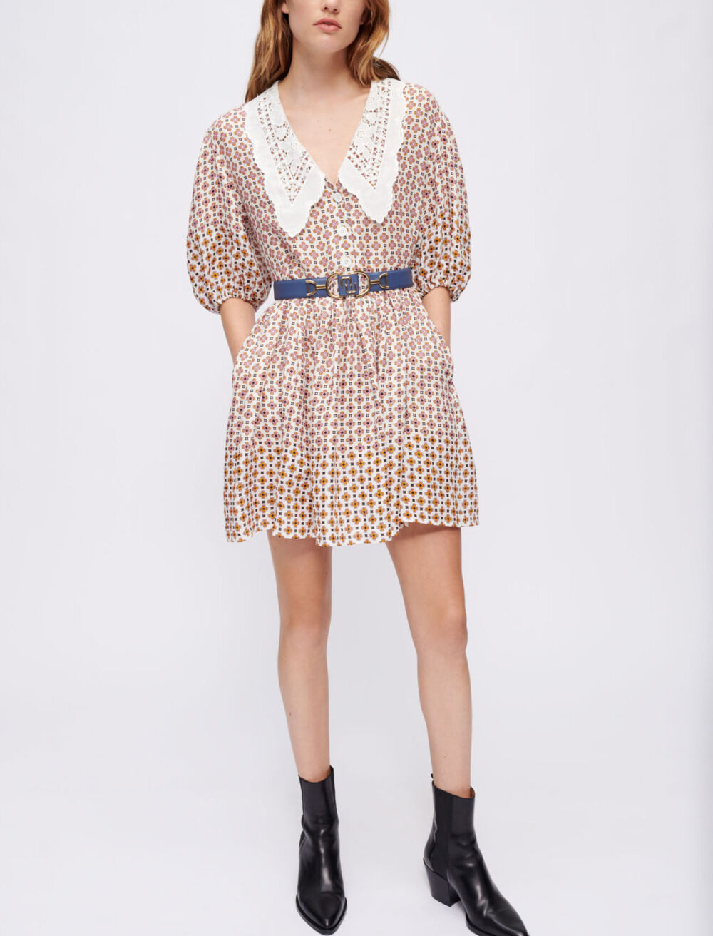若者に人気のブランド - collar embroidered with dress Printed Dresses Maje | ワンピース