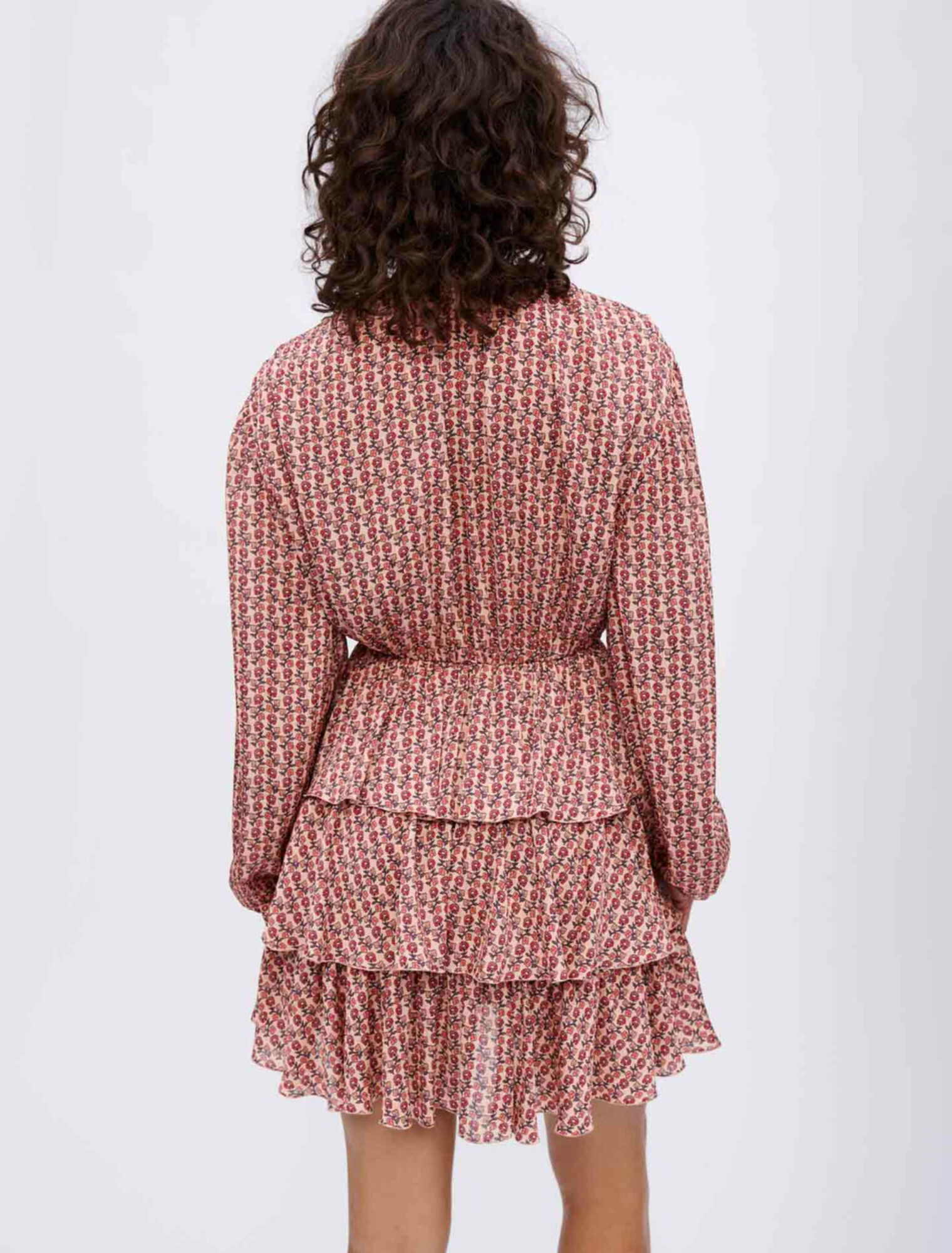 Flounced printed flowing dress