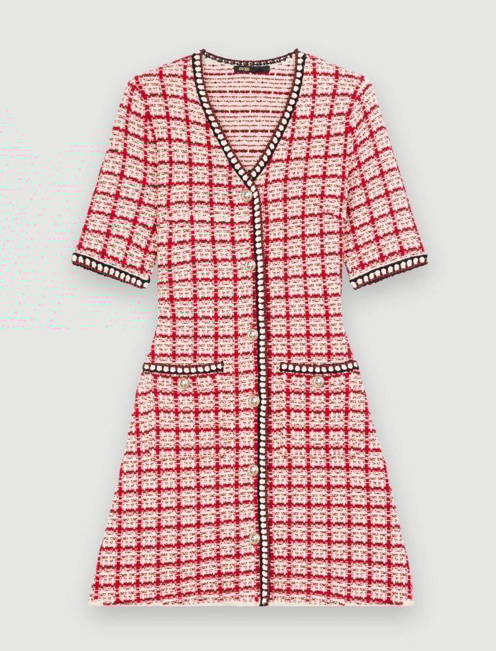 最旬ダウン Checked dress knit tweed-style ワンピース