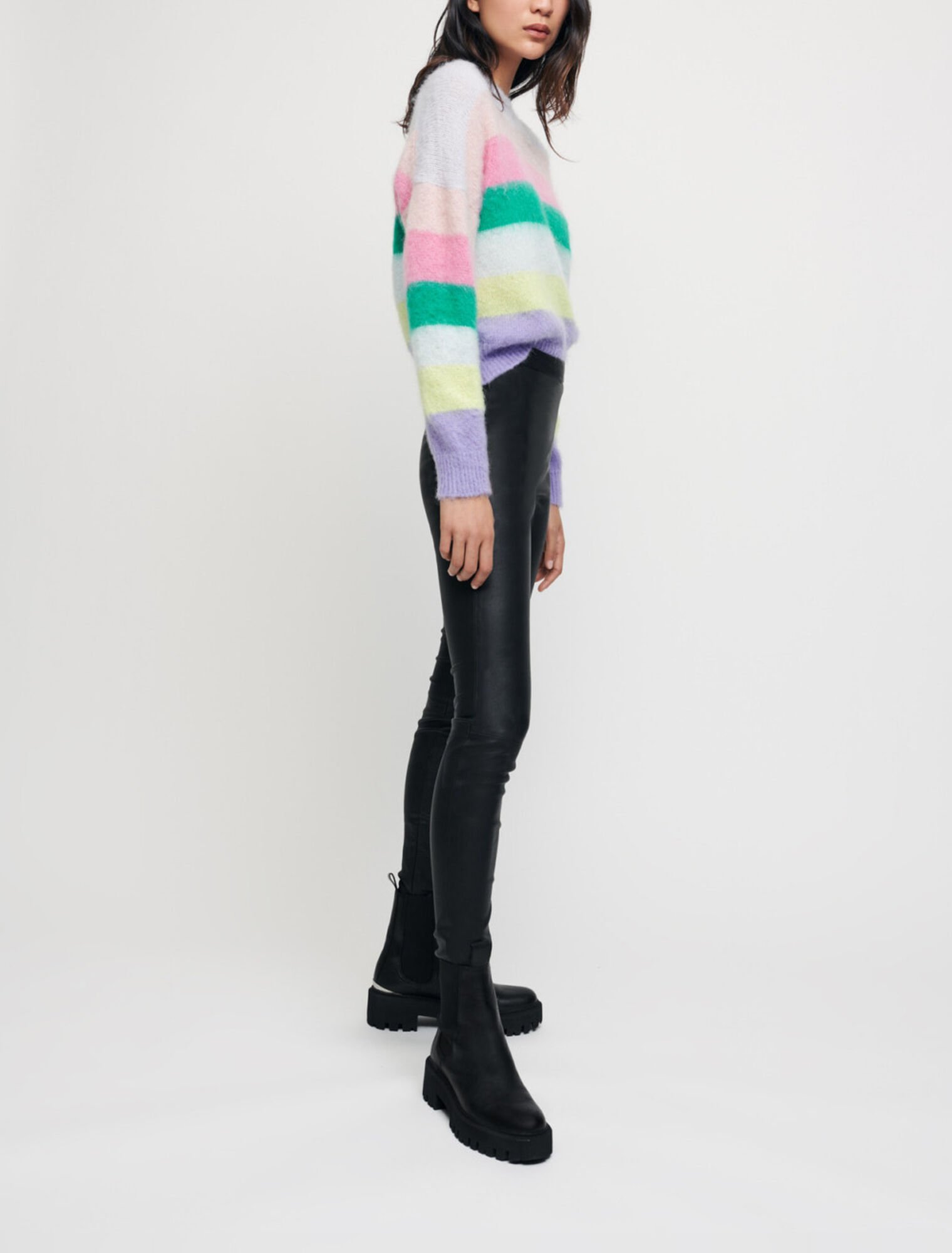 Stretch high waisted leather leggings