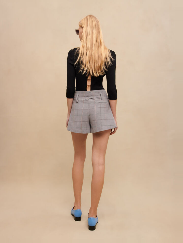 Grey checked mini shorts