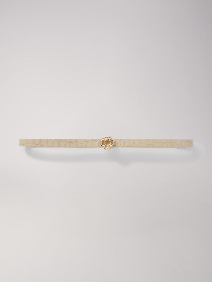Slim leather Clover buckle belt