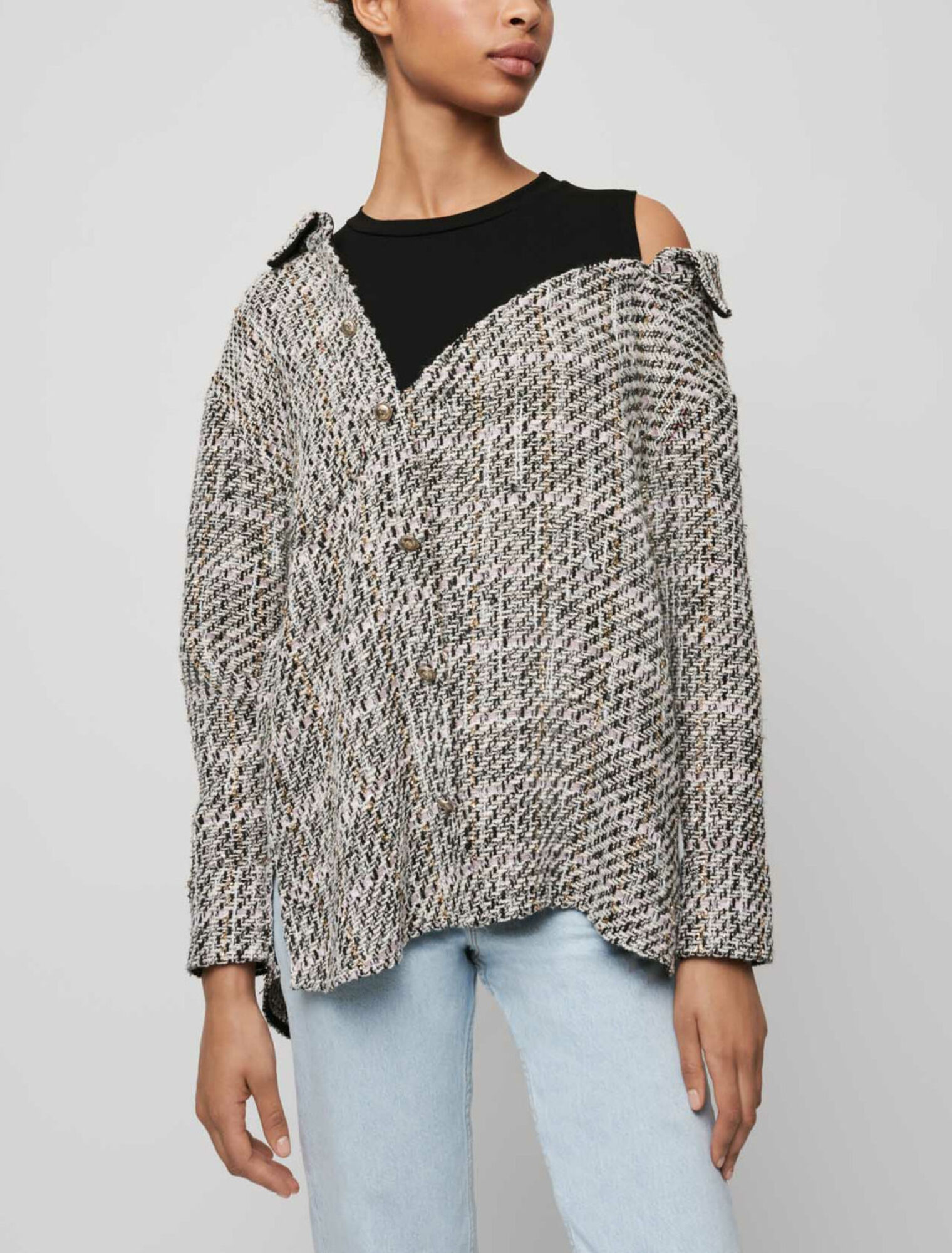 Trompe-l'oeil tweed shirt