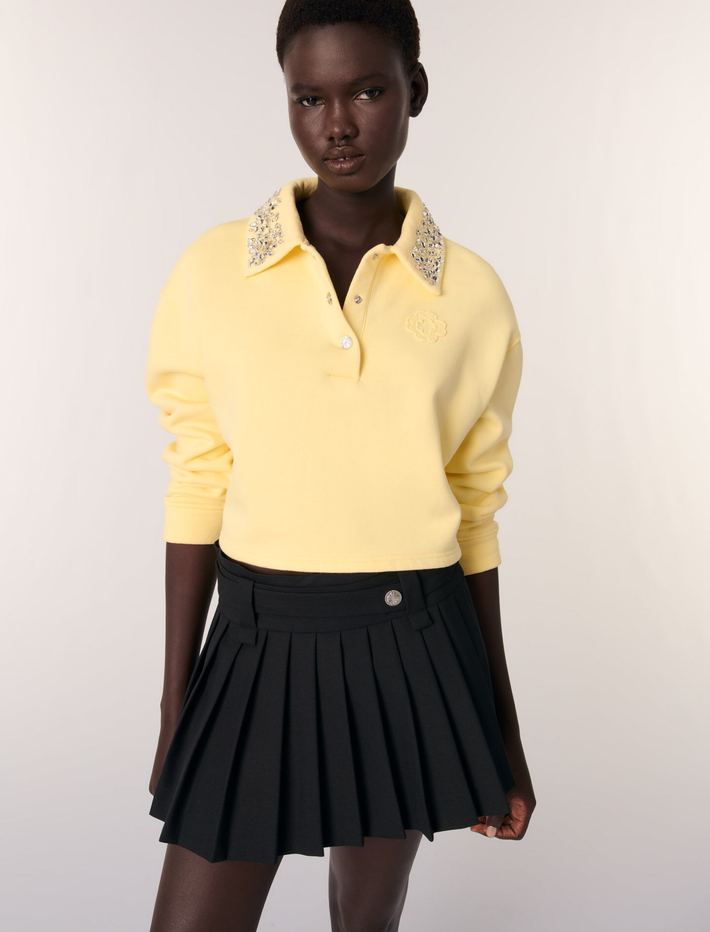 Short pleated skirt Black / Gray for Women | Maje