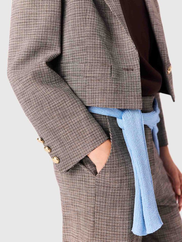 Short checked suit jacket