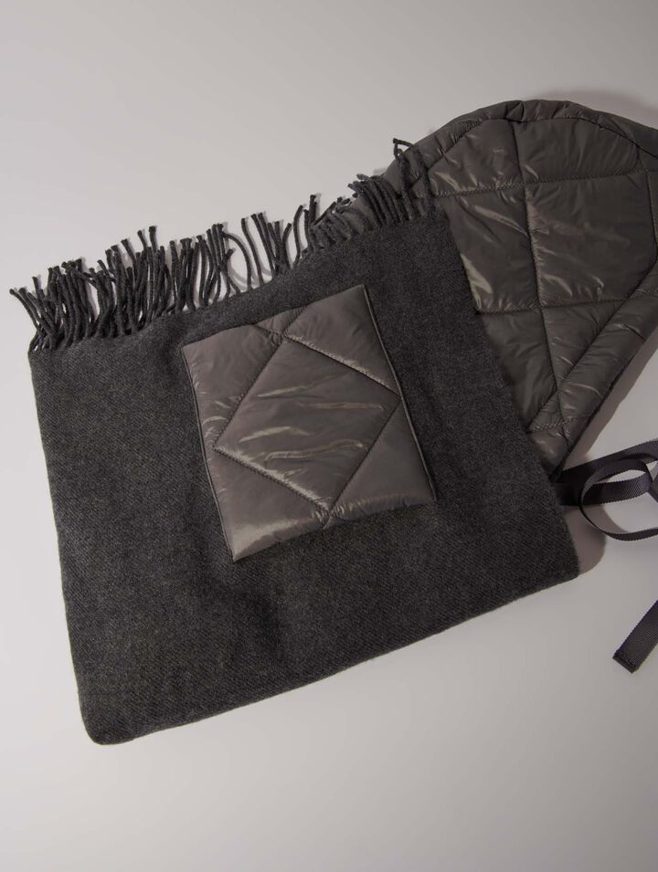 Hooded wool poncho