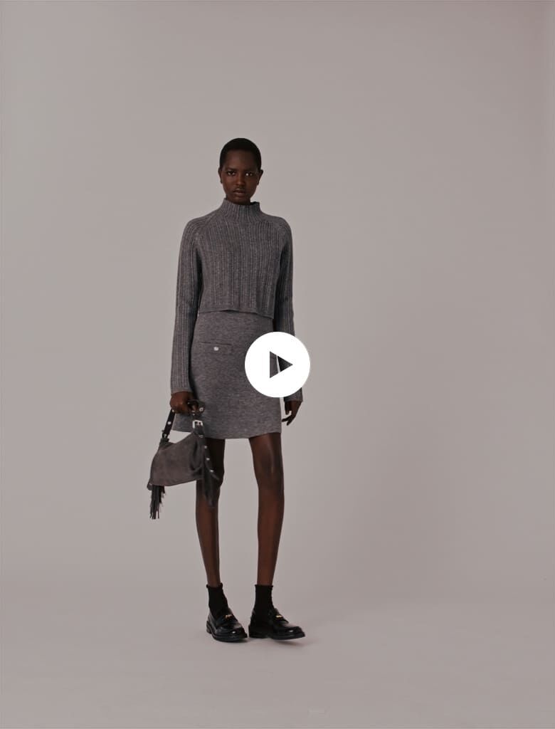 TR34426 S draped knit dress mini グレー Sleeveless Knit Dress