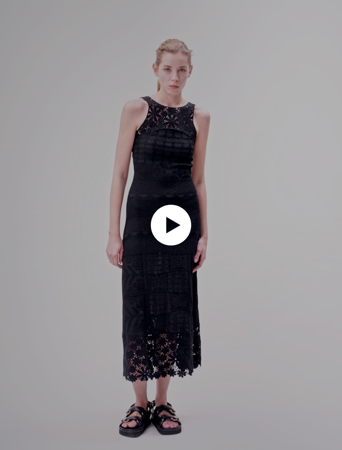 Maje long dress in guipure best sale