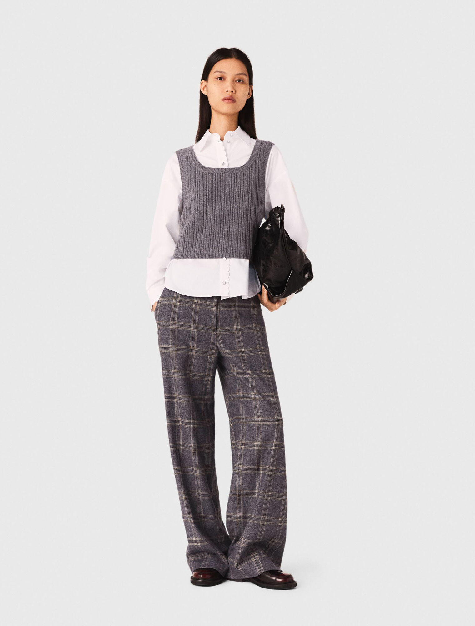 Knit top with removable shirt