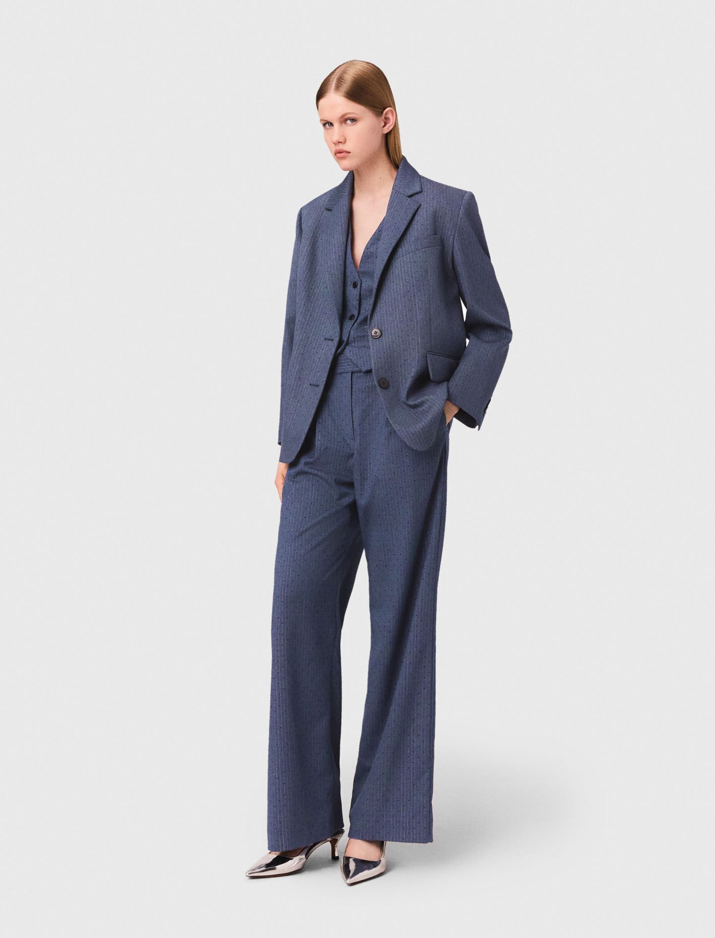 Rhinestone suit jacket Blue for Women | Maje