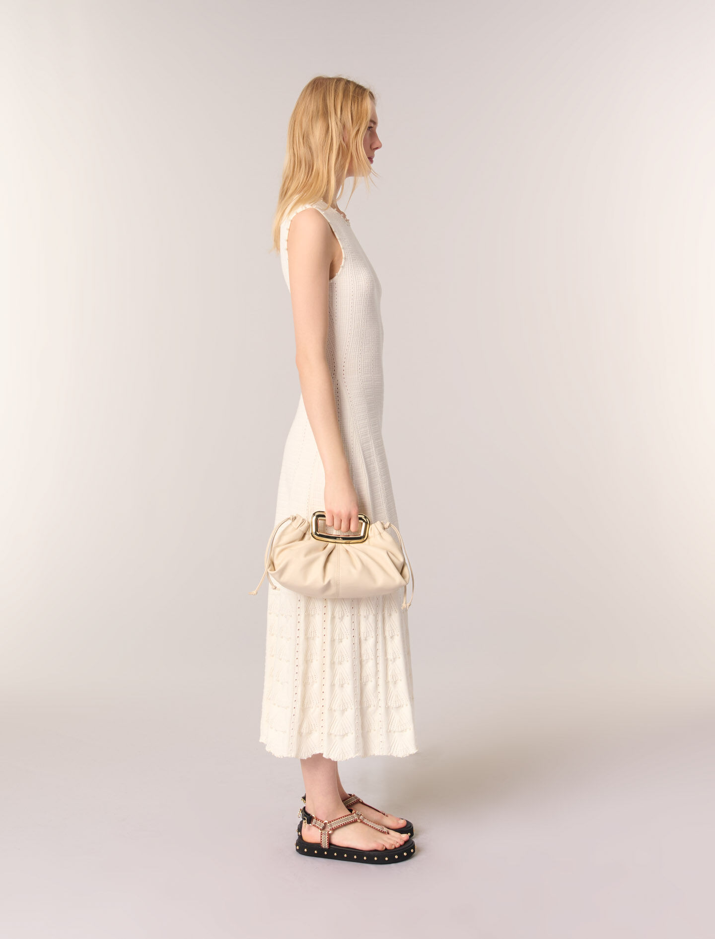 LEMAIRE ダブルレイヤーニットミニドレス DR1066LK1016 BK999 Pleated knit maxi dress Blue For Women | Maje
