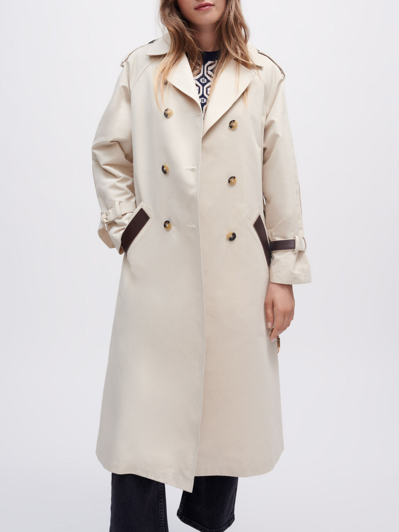 Trench coat with smocking at the back Offline Coats Maje