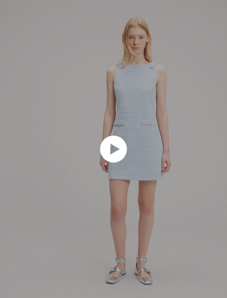 Short tweed dress Blue for Women | Maje
