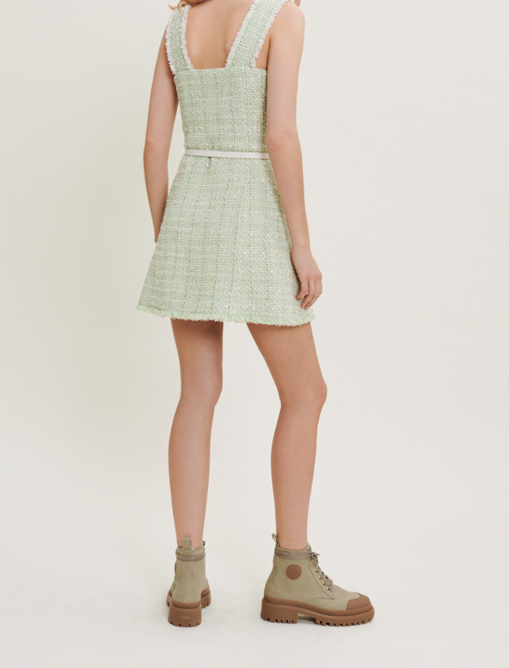 ◆Since Then◆ Glory Tweed Mini Dress Tweed mini dress with waist pleats :: LICHI - Online fashion
