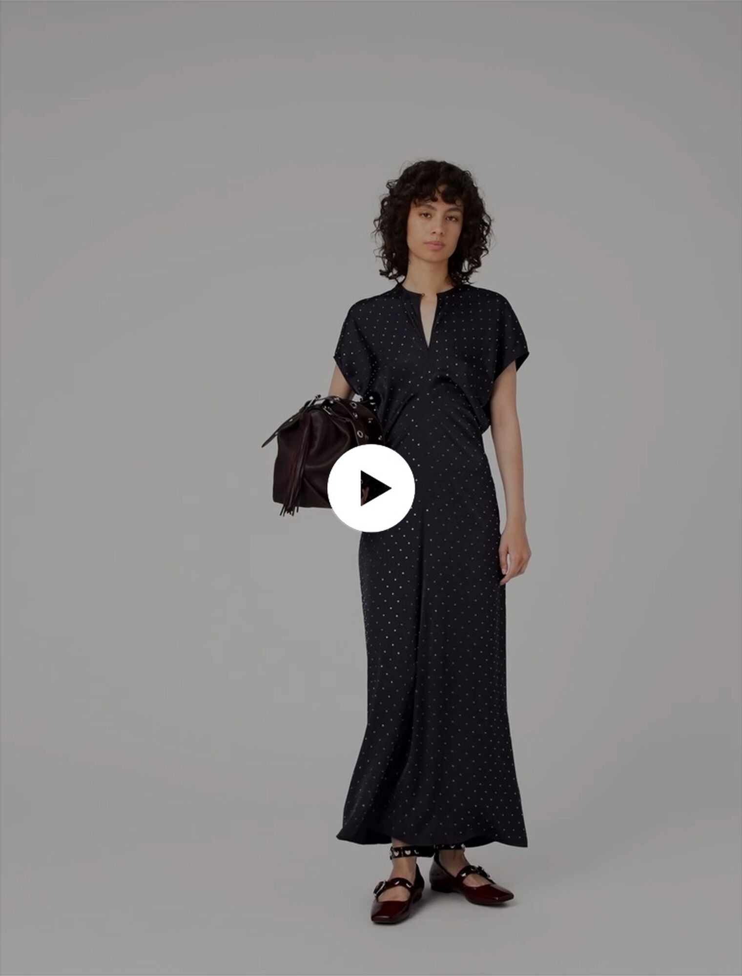 Studded satin maxi dress