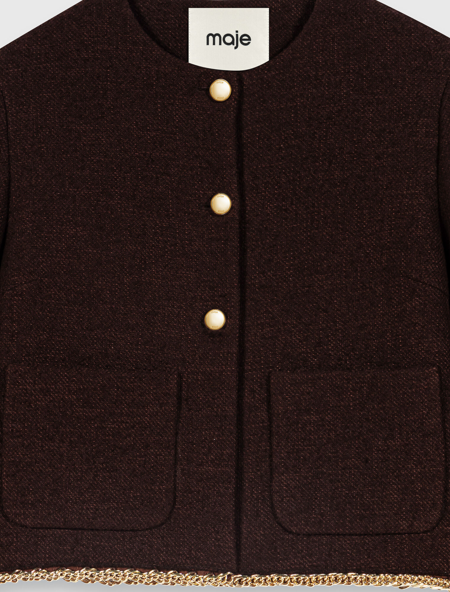 Tweed jacket with chain trim