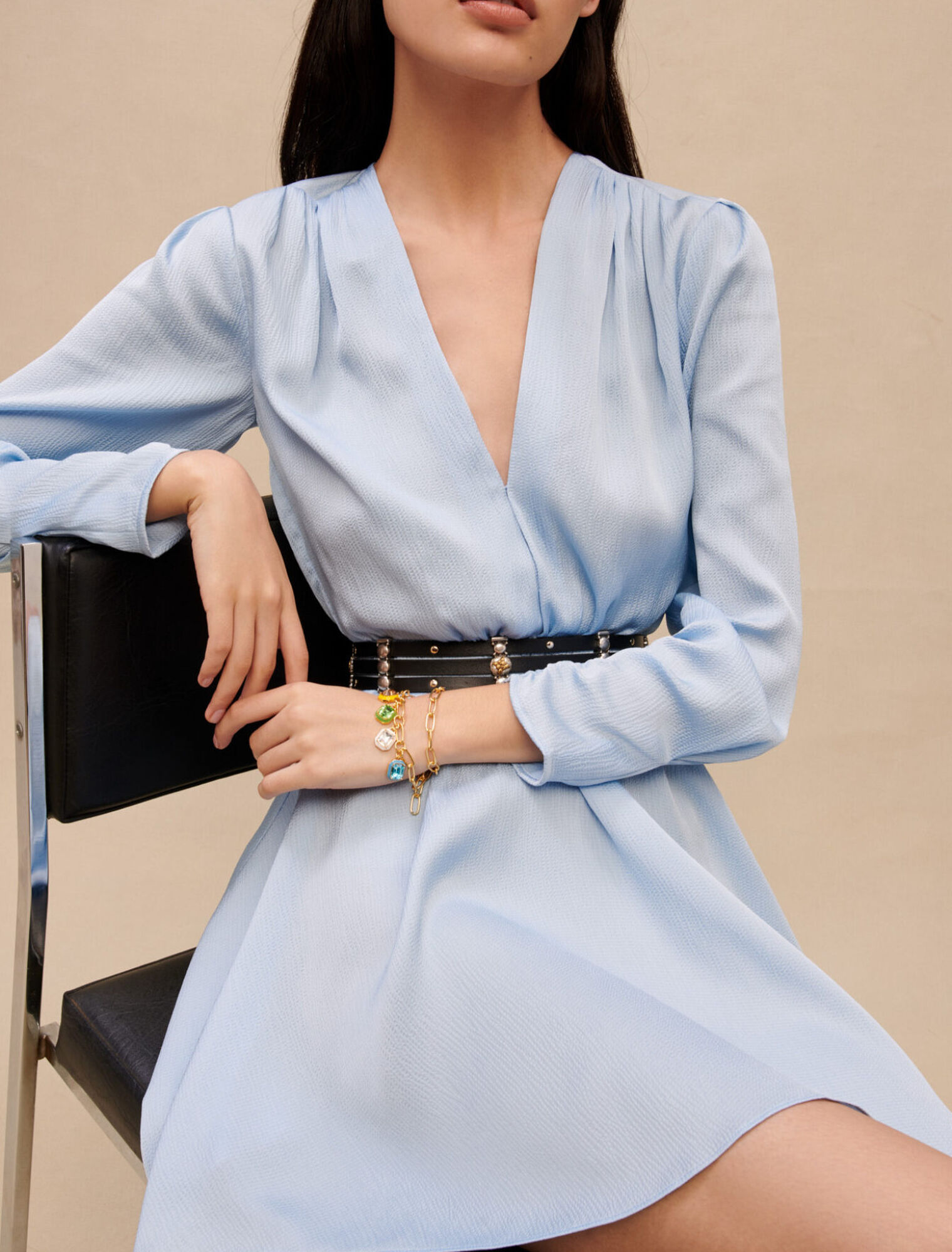 Cinched sky blue dress