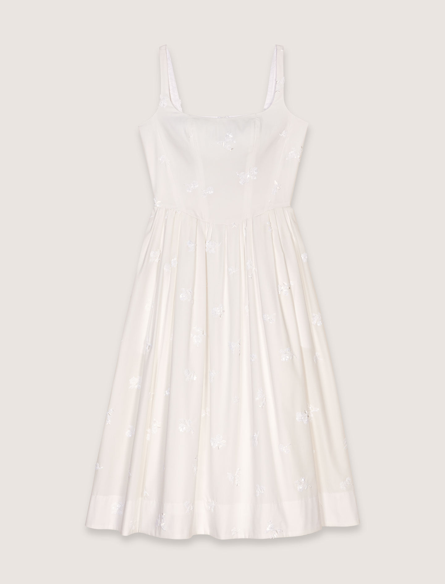 Embroidered cotton midi dress White for Women | Maje